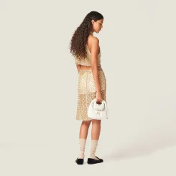 Sand Beige Embroidered Organza Halter Top | Miu Miu