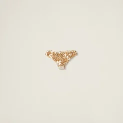 Sand Beige Embroidered Silk And Wool Panties | Miu Miu