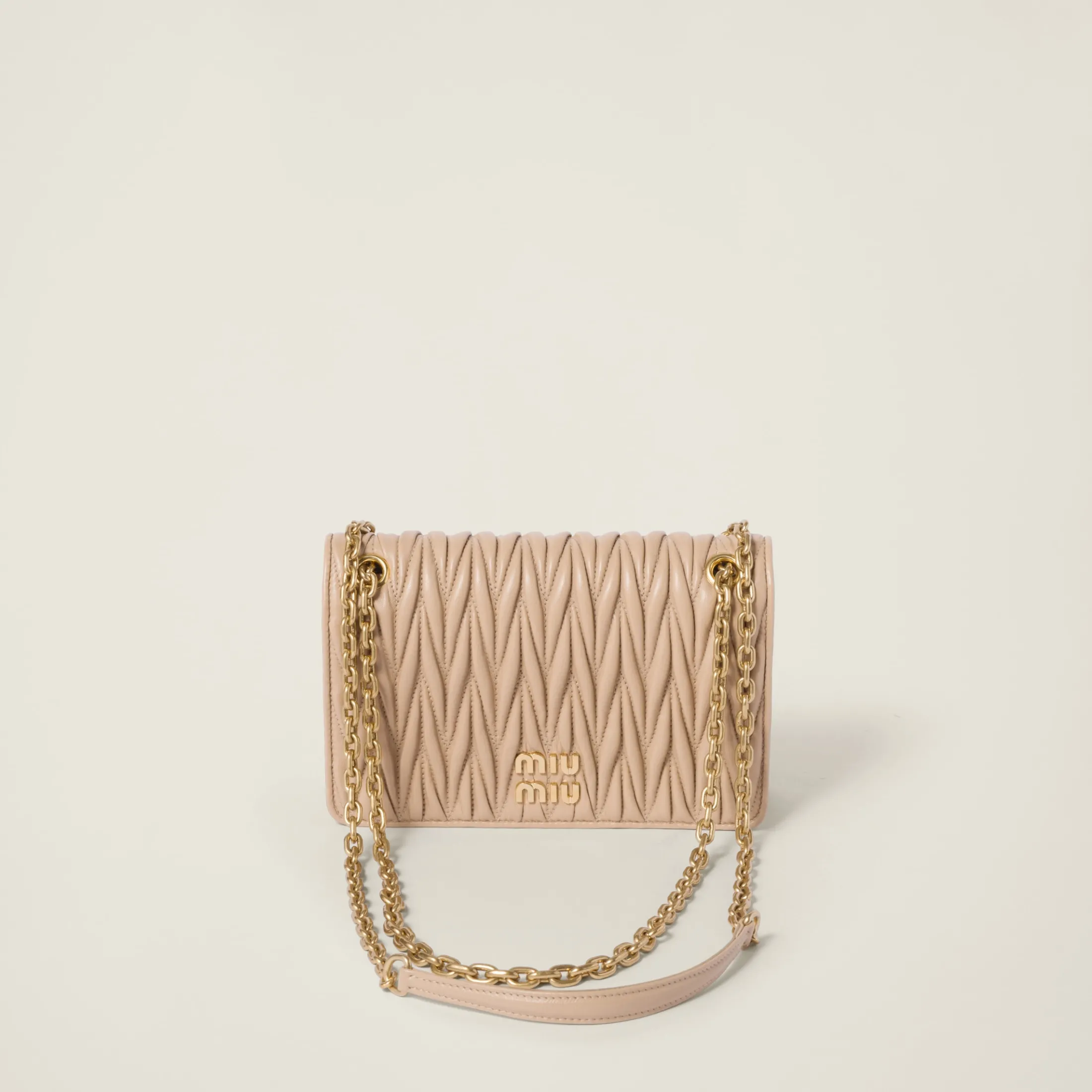 Sand Beige Matelassé Nappa Leather Mini-bag | Miu Miu