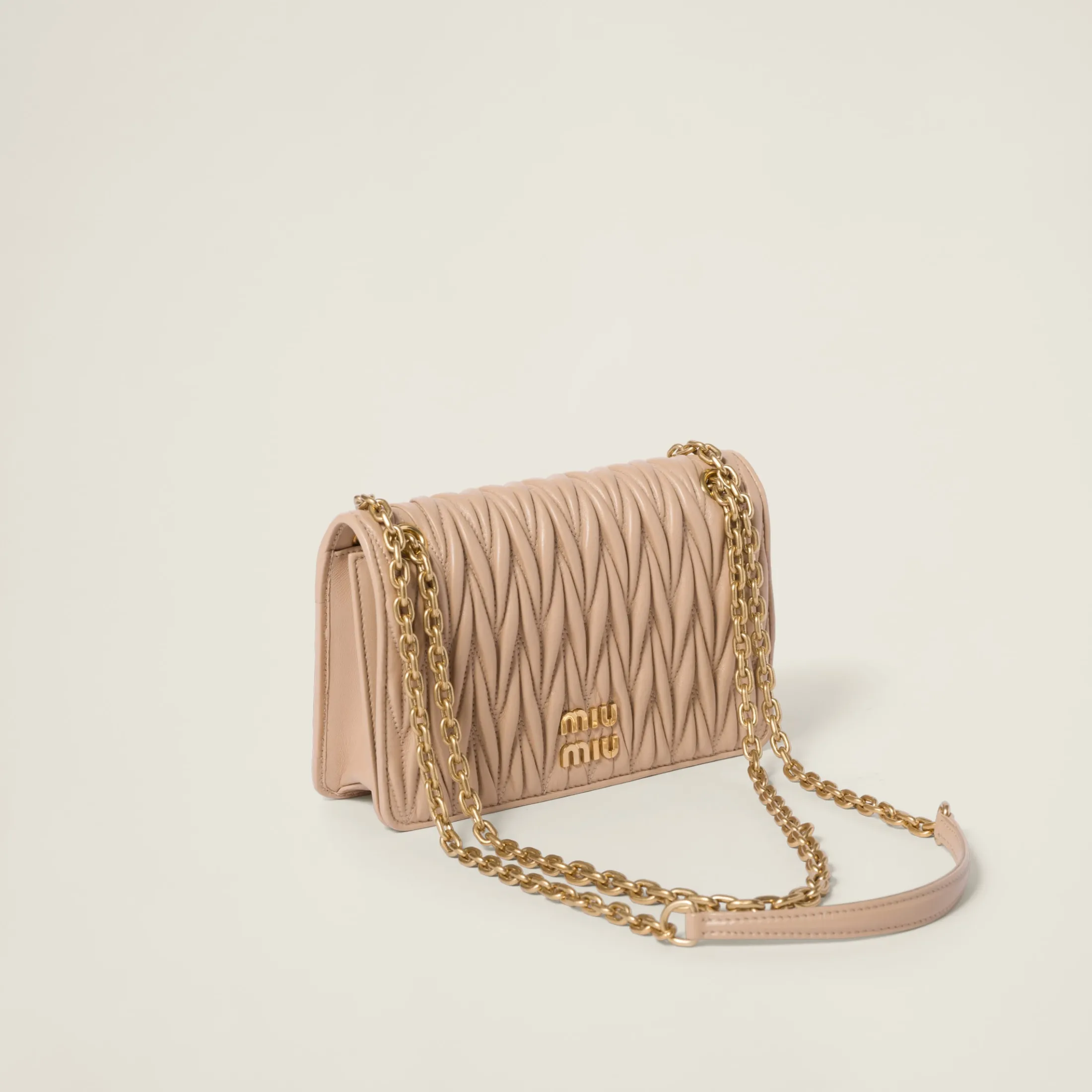 Sand Beige Matelassé Nappa Leather Mini-bag | Miu Miu