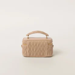Sand Beige Matelassé Nappa Leather Shoulder Bag | Miu Miu