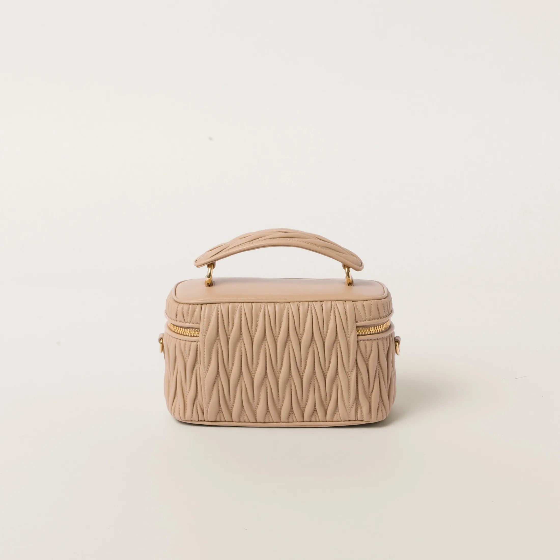 Sand Beige Matelassé Nappa Leather Shoulder Bag | Miu Miu