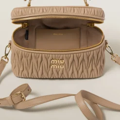 Sand Beige Matelassé Nappa Leather Shoulder Bag | Miu Miu