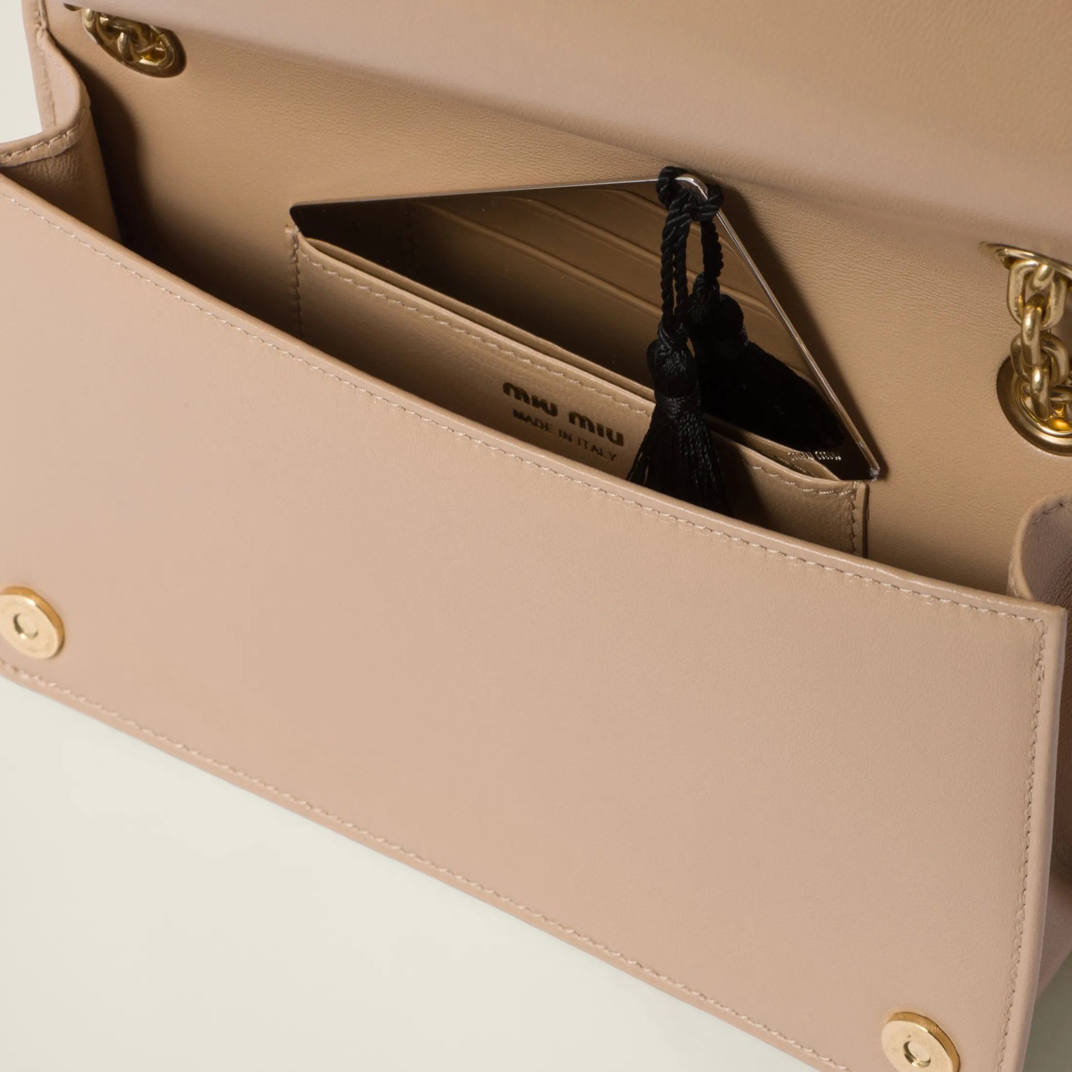 Sand Beige Matelassé Nappa Leather Mini-bag | Miu Miu