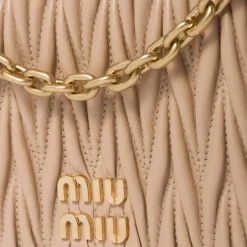 Sand Beige Matelassé Nappa Leather Mini-bag | Miu Miu