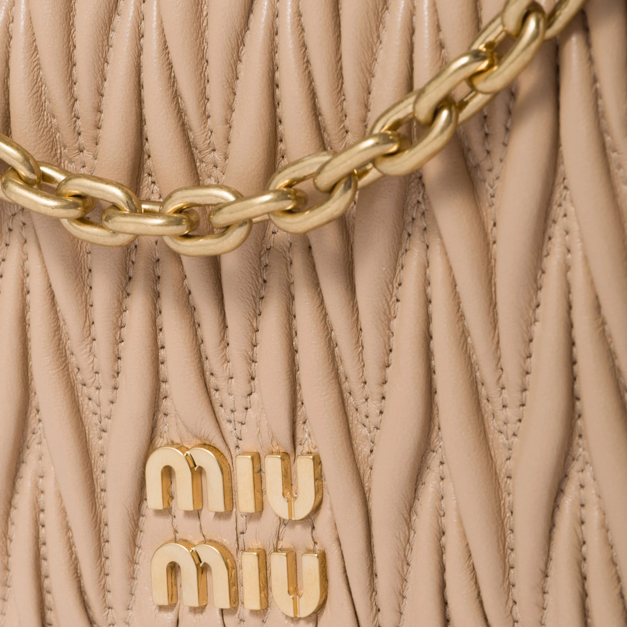 Sand Beige Matelassé Nappa Leather Mini-bag | Miu Miu