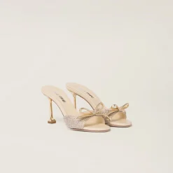 Sand Beige Satin Sandals | Miu Miu