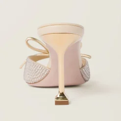 Sand Beige Satin Sandals | Miu Miu