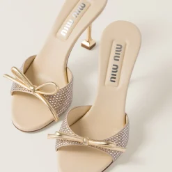 Sand Beige Satin Sandals | Miu Miu