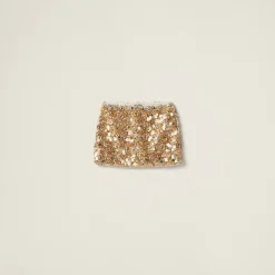 Sand Beige Silk And Wool Miniskirt | Miu Miu