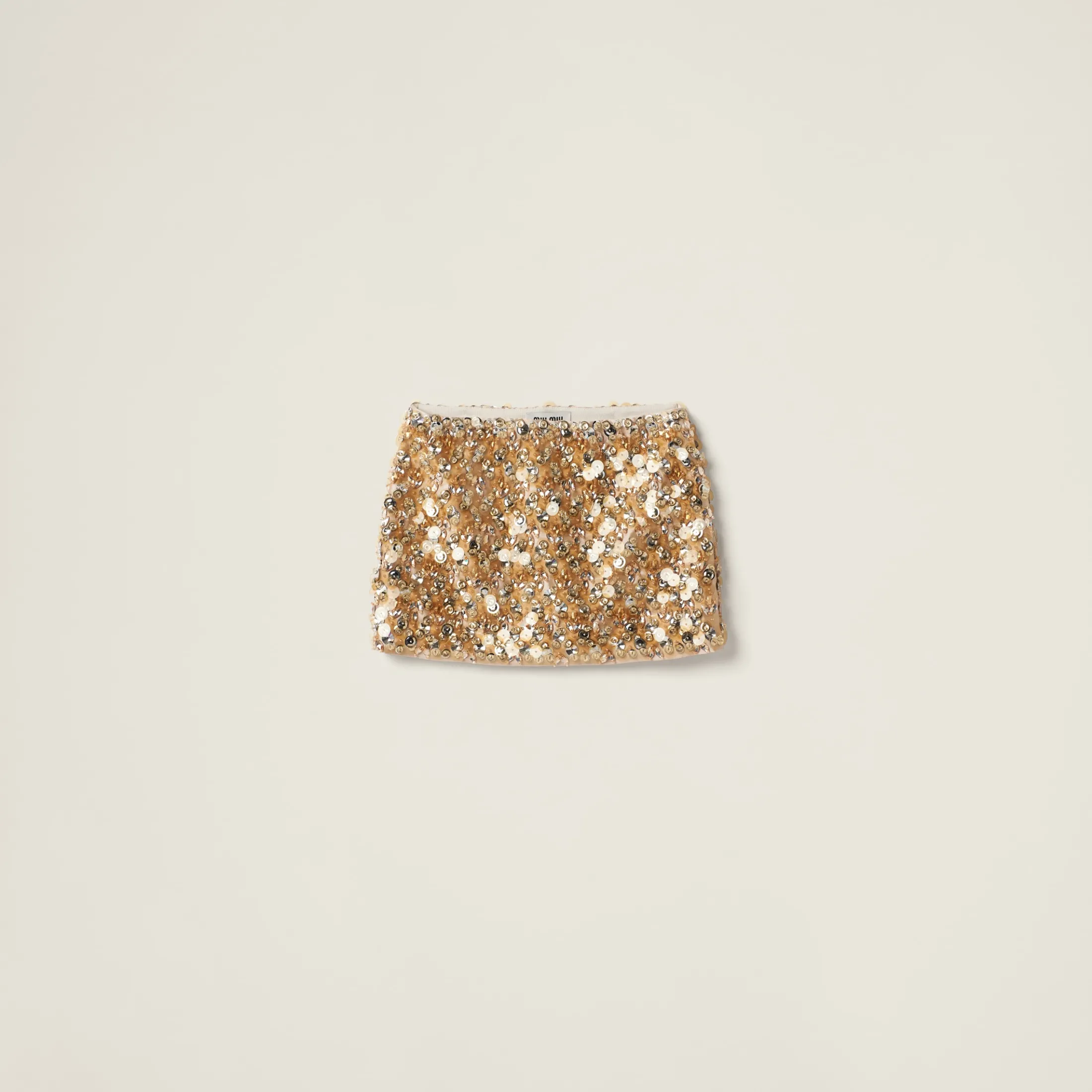 Sand Beige Silk And Wool Miniskirt | Miu Miu