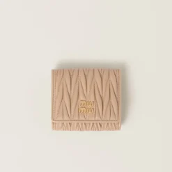 Sand Beige Small Matelassé Nappa Leather Wallet | Miu Miu