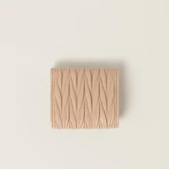 Sand Beige Small Matelassé Nappa Leather Wallet | Miu Miu