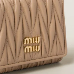 Sand Beige Small Matelassé Nappa Leather Wallet | Miu Miu