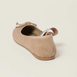 Sand Beige Suede Ballerinas | Miu Miu