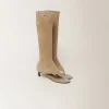Sand Beige Suede Thong Boots | Miu Miu