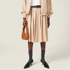 Sand Beige Velour Skirt | Miu Miu