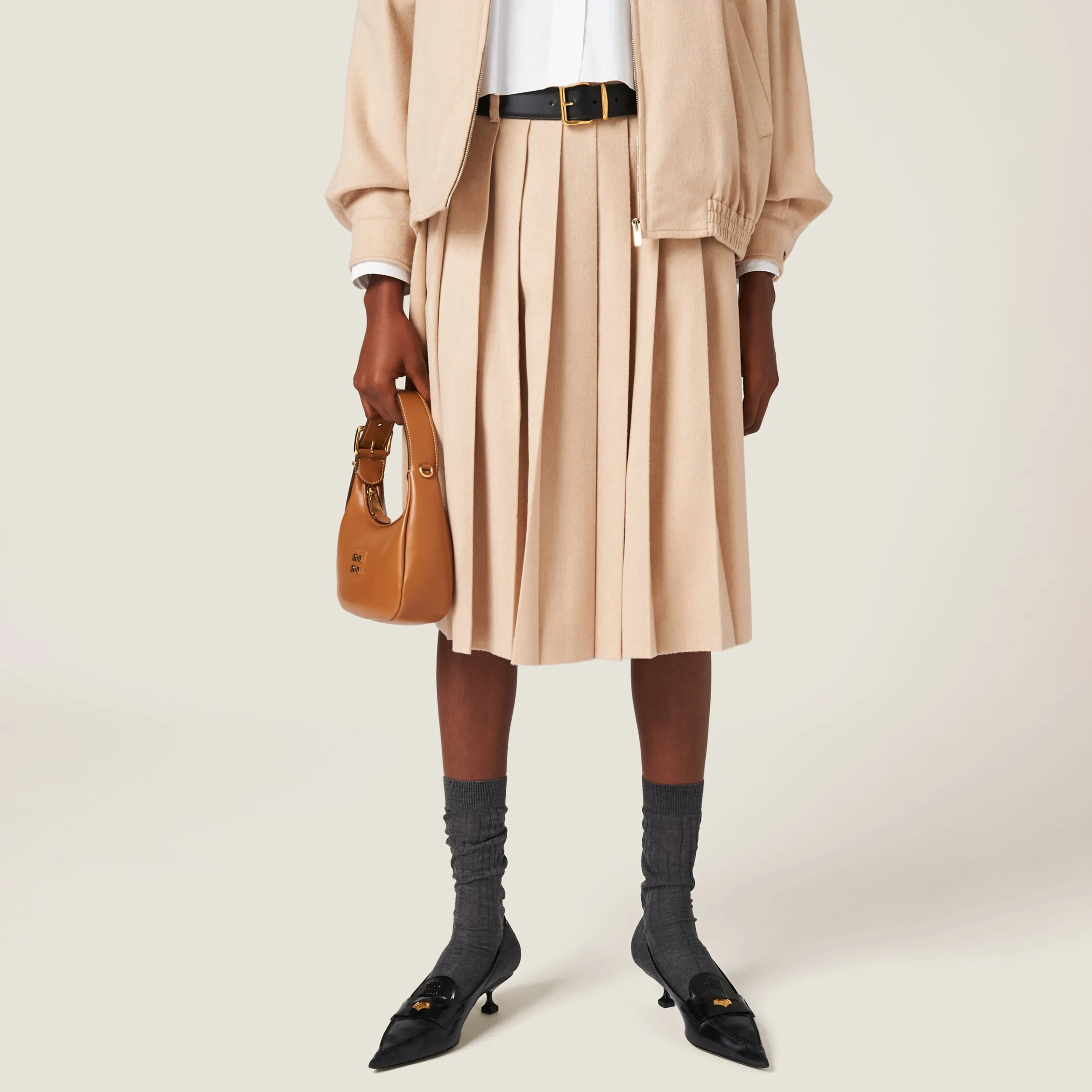 Sand Beige Velour Skirt | Miu Miu