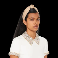 Sand Beige Velvet Headband | Miu Miu