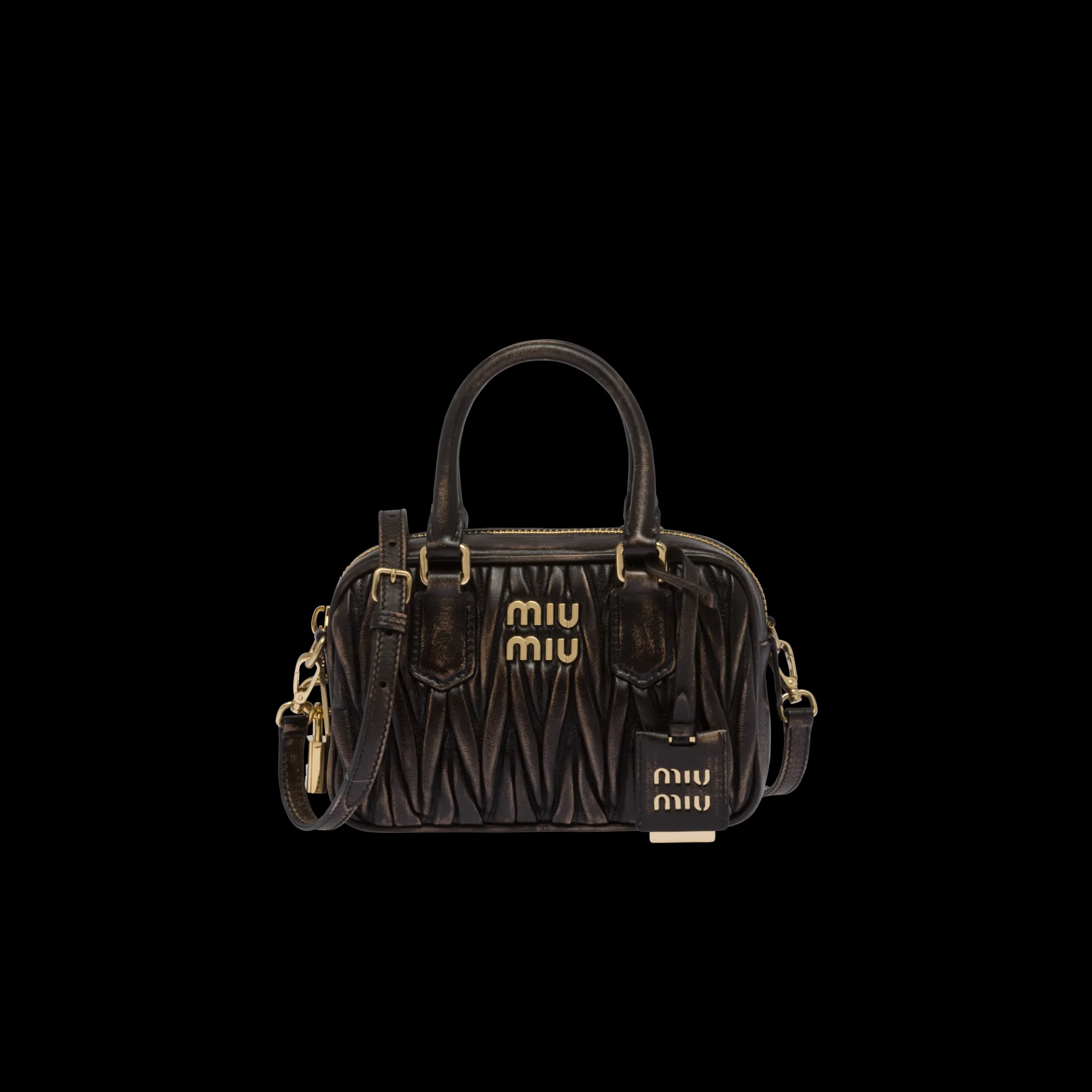 Sand/coffee Arcadie Matelassé Nappa Leather Bag | Miu Miu