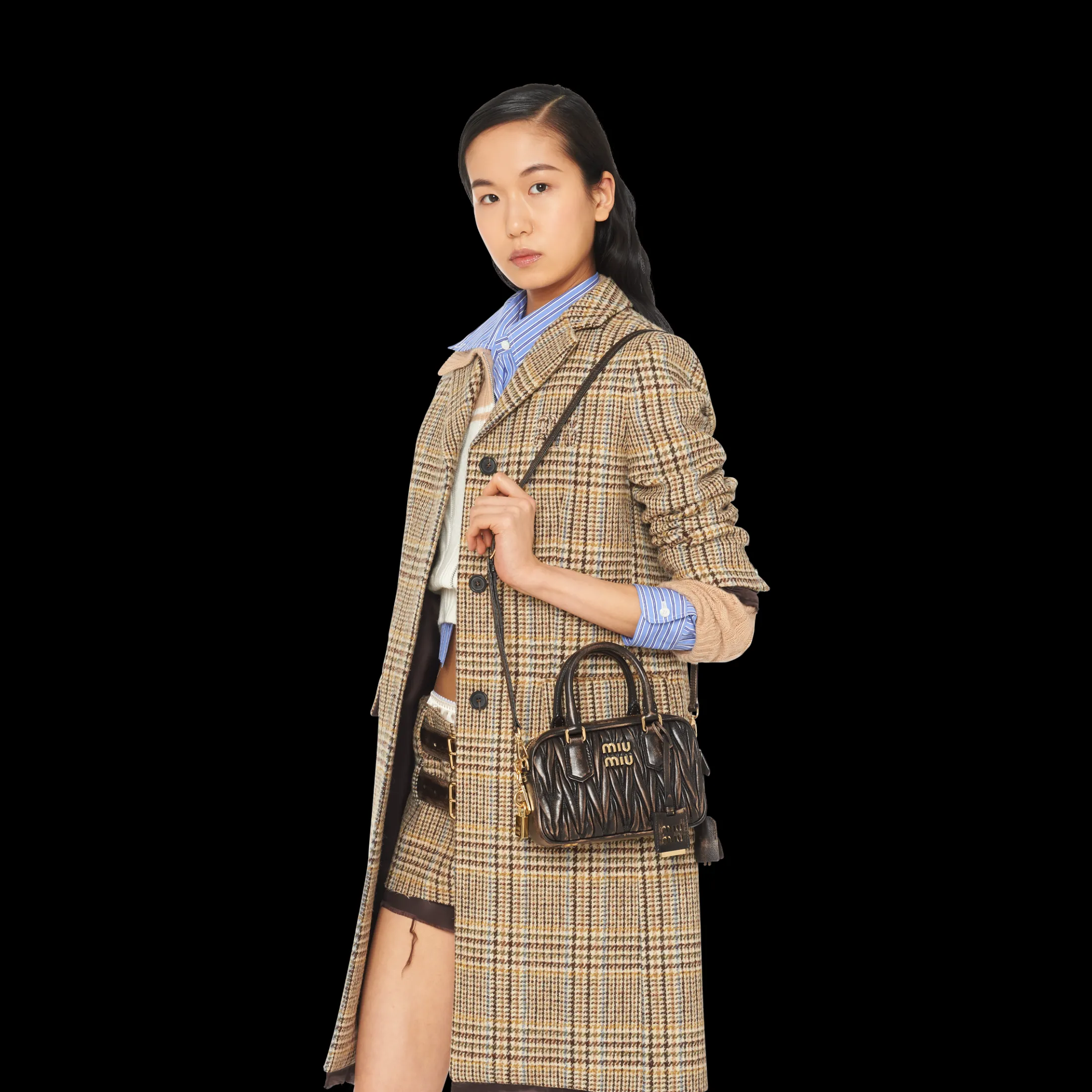 Sand/coffee Arcadie Matelassé Nappa Leather Bag | Miu Miu