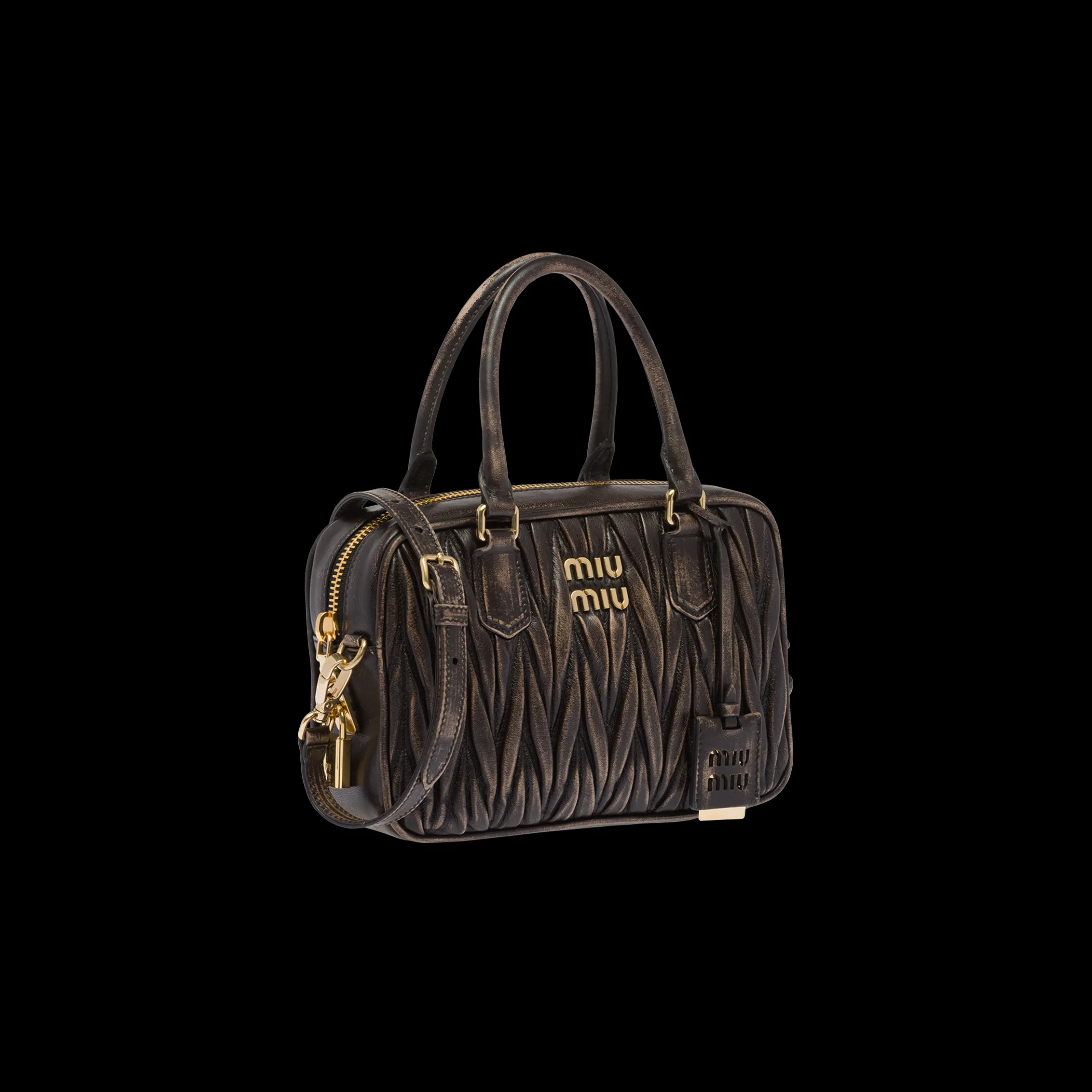 Sand/coffee Arcadie Matelassé Nappa Leather Bag | Miu Miu