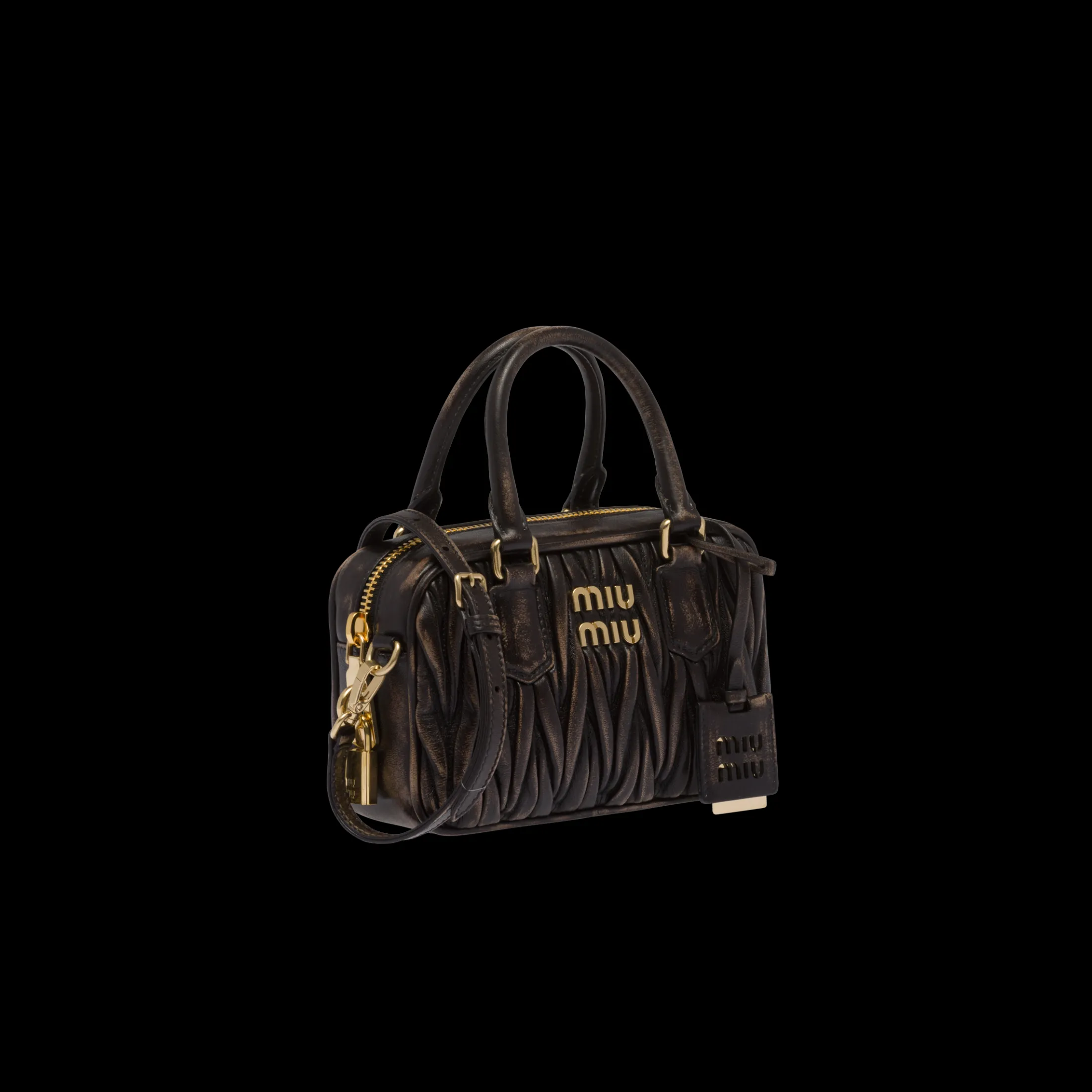 Sand/coffee Arcadie Matelassé Nappa Leather Bag | Miu Miu