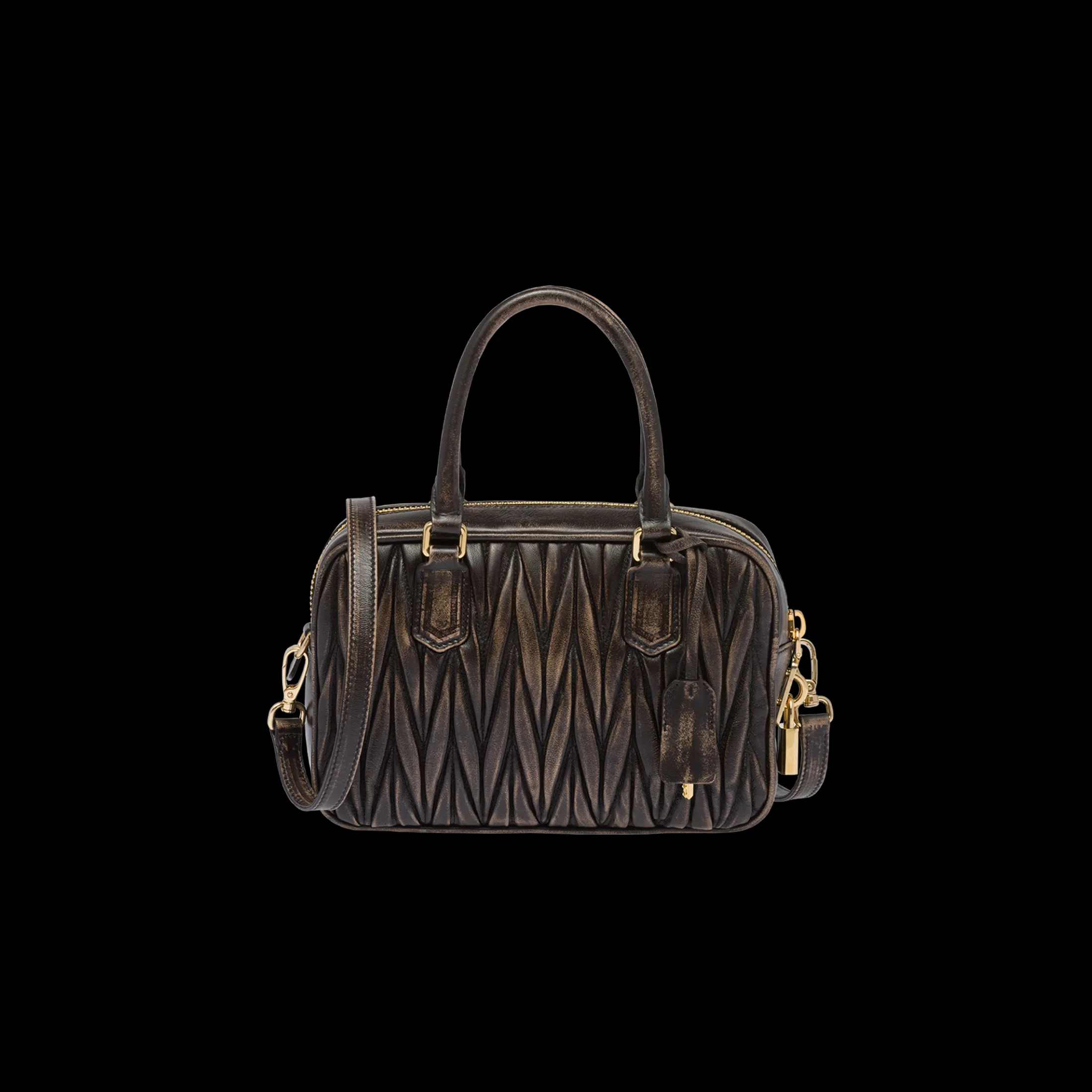 Sand/coffee Arcadie Matelassé Nappa Leather Bag | Miu Miu