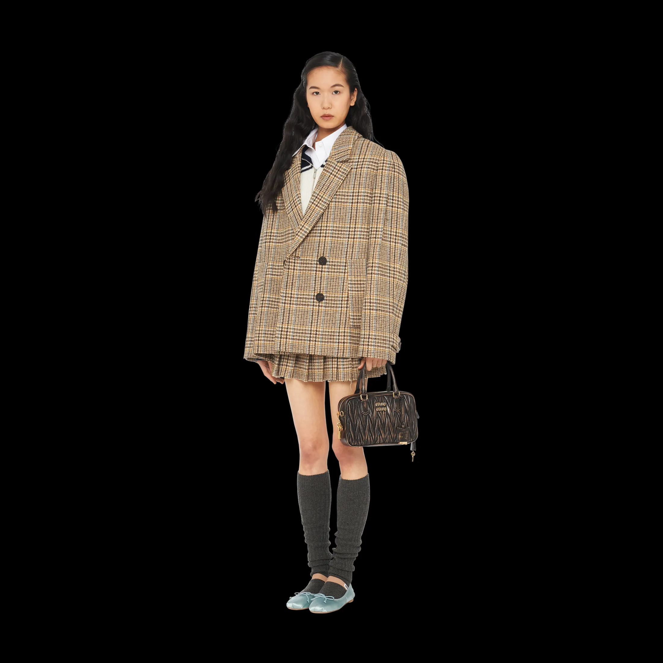 Sand/coffee Arcadie Matelassé Nappa Leather Bag | Miu Miu