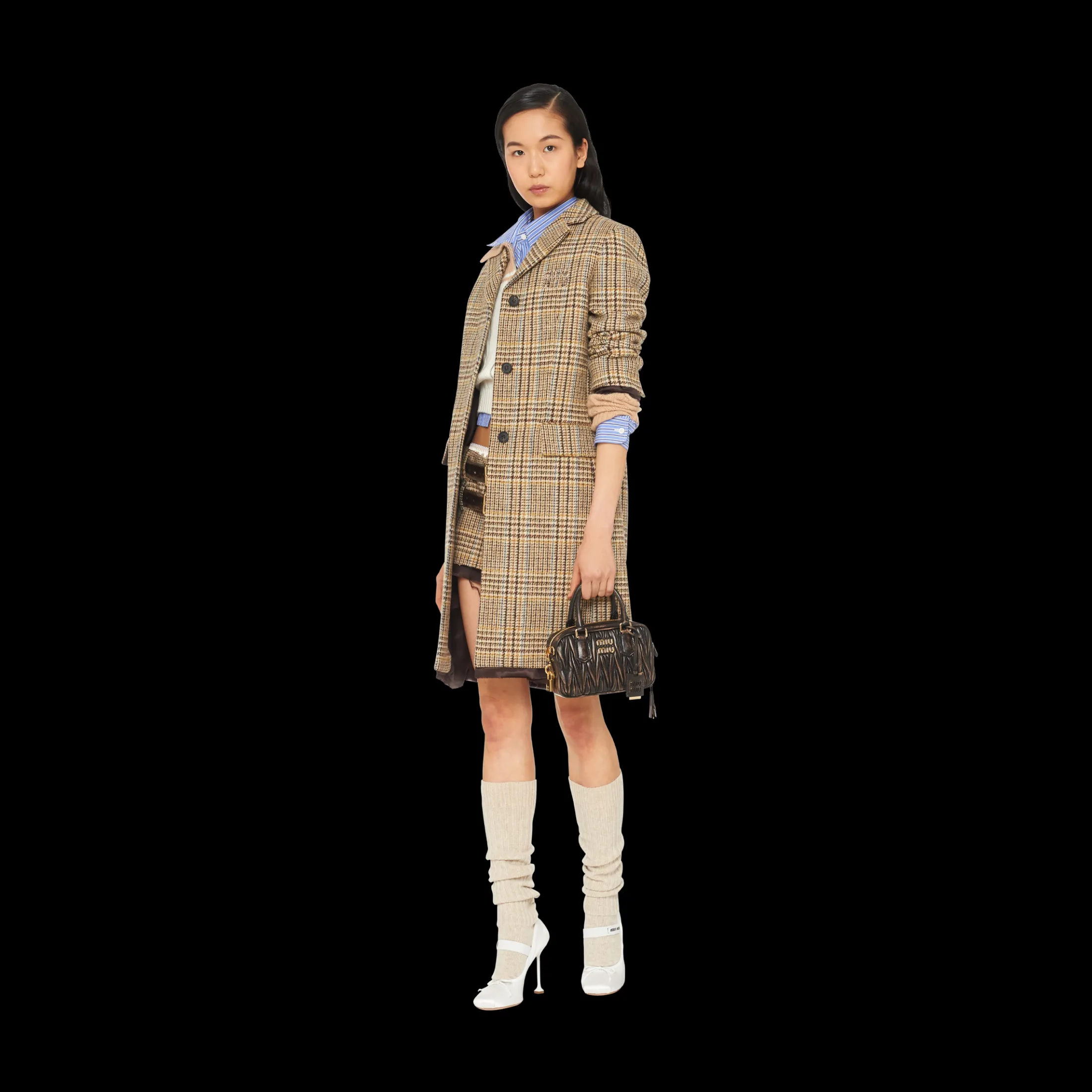 Sand/coffee Arcadie Matelassé Nappa Leather Bag | Miu Miu