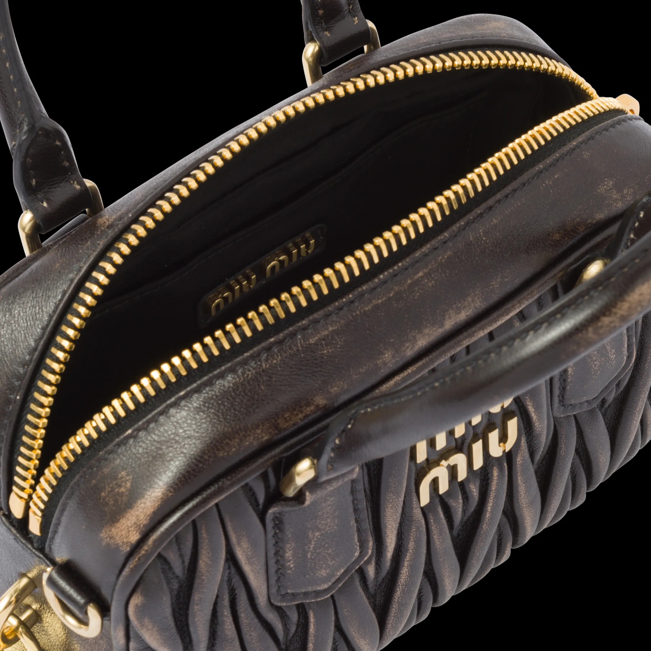 Sand/coffee Arcadie Matelassé Nappa Leather Bag | Miu Miu