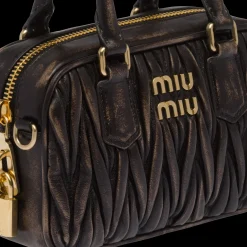 Sand/coffee Arcadie Matelassé Nappa Leather Bag | Miu Miu