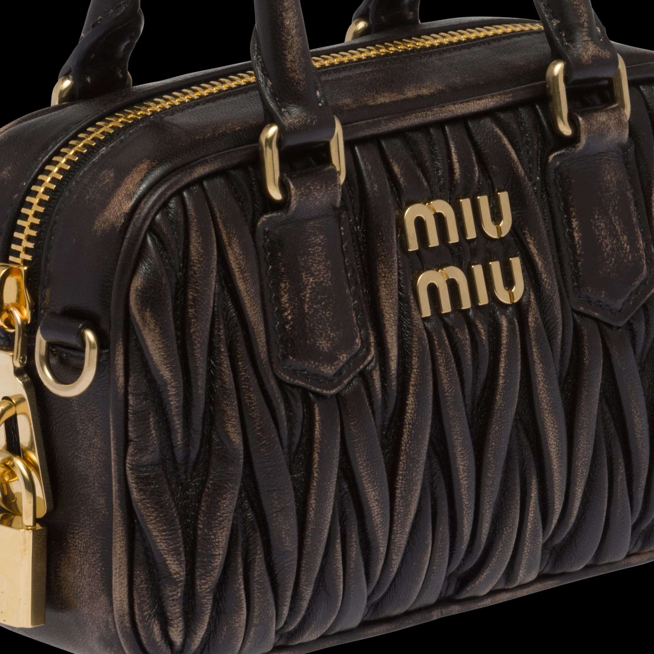 Sand/coffee Arcadie Matelassé Nappa Leather Bag | Miu Miu