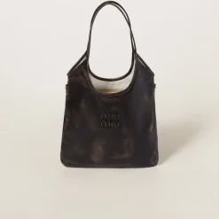 Sand/coffee Ivy Leather Bag | Miu Miu