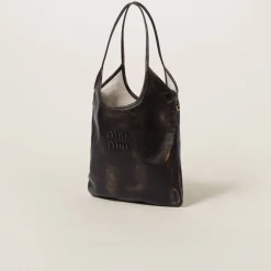 Sand/coffee Ivy Leather Bag | Miu Miu