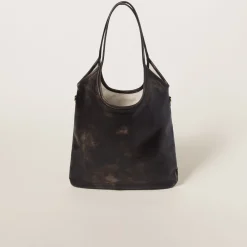 Sand/coffee Ivy Leather Bag | Miu Miu