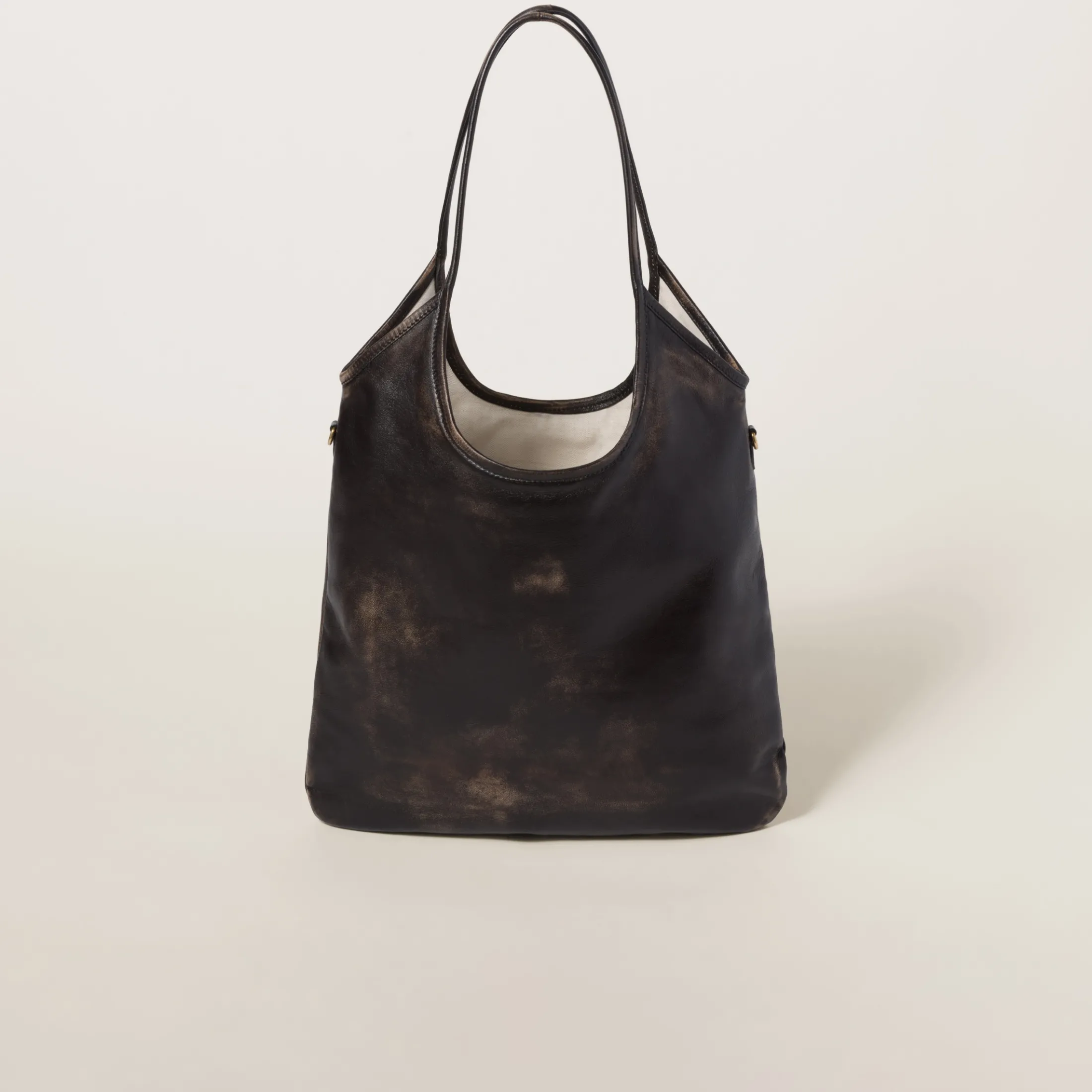 Sand/coffee Ivy Leather Bag | Miu Miu