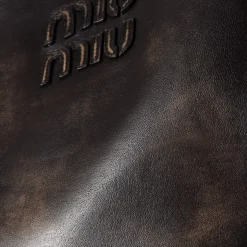 Sand/coffee Ivy Leather Bag | Miu Miu