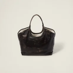 Sand/coffee Leather Tote Bag | Miu Miu