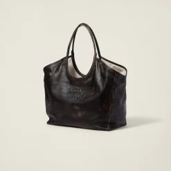 Sand/coffee Leather Tote Bag | Miu Miu