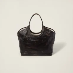 Sand/coffee Leather Tote Bag | Miu Miu