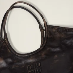 Sand/coffee Leather Tote Bag | Miu Miu