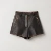 Sand/coffee Nappa Leather Shorts | Miu Miu