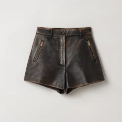 Sand/coffee Nappa Leather Shorts | Miu Miu