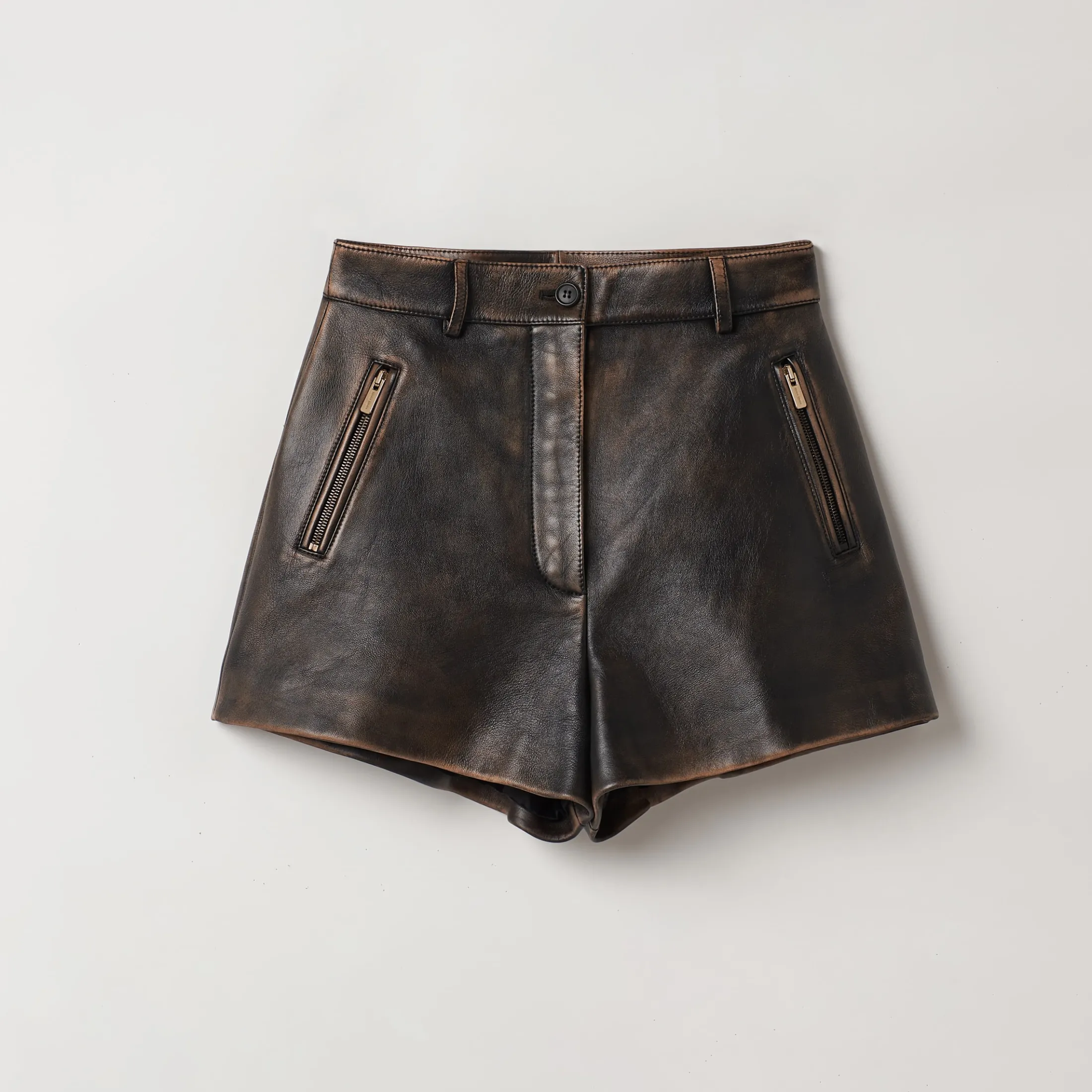 Sand/coffee Nappa Leather Shorts | Miu Miu