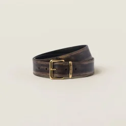 Sand/coffee Nappa Leather Belt | Miu Miu