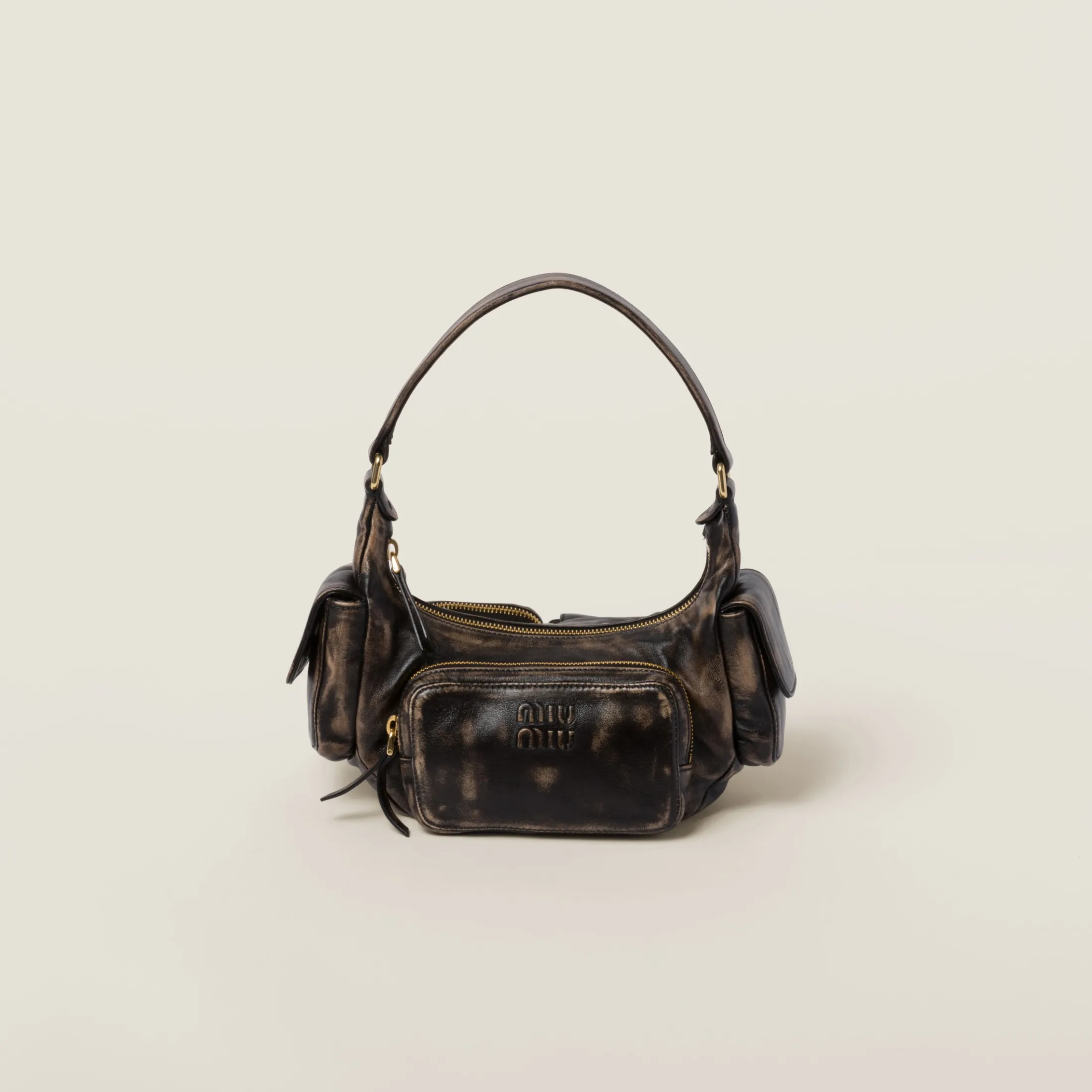 Sand/coffee Nappa Leather Pocket Bag | Miu Miu