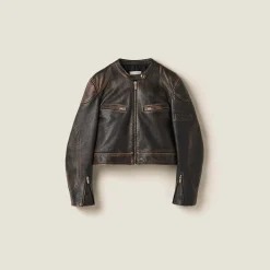 Sand/coffee Nappa Leather Jacket | Miu Miu