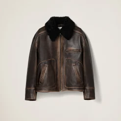 Sand/coffee Nappa Leather Jacket | Miu Miu