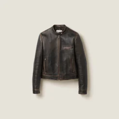 Sand/coffee Nappa Leather Jacket | Miu Miu